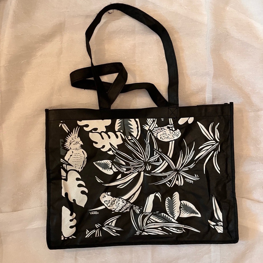 Vans Black and White Botanical Bird Tote